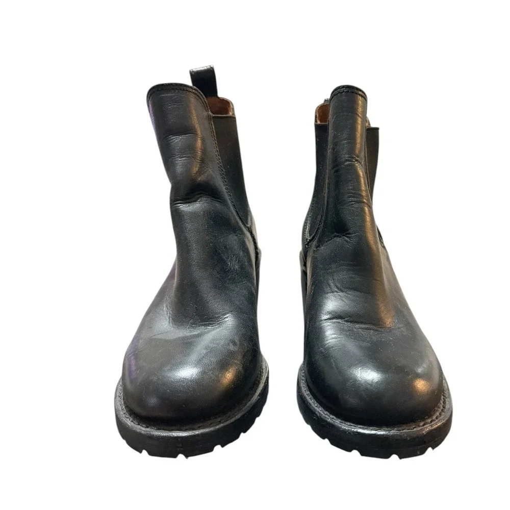 Frye‎ Black Leather Sabrina Chelsea Lug Sole Block Heel Western Boots Women 7.5